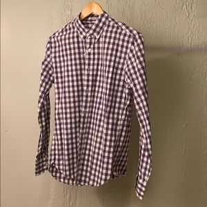 NWT J.Crew white purple plaid button up small slim